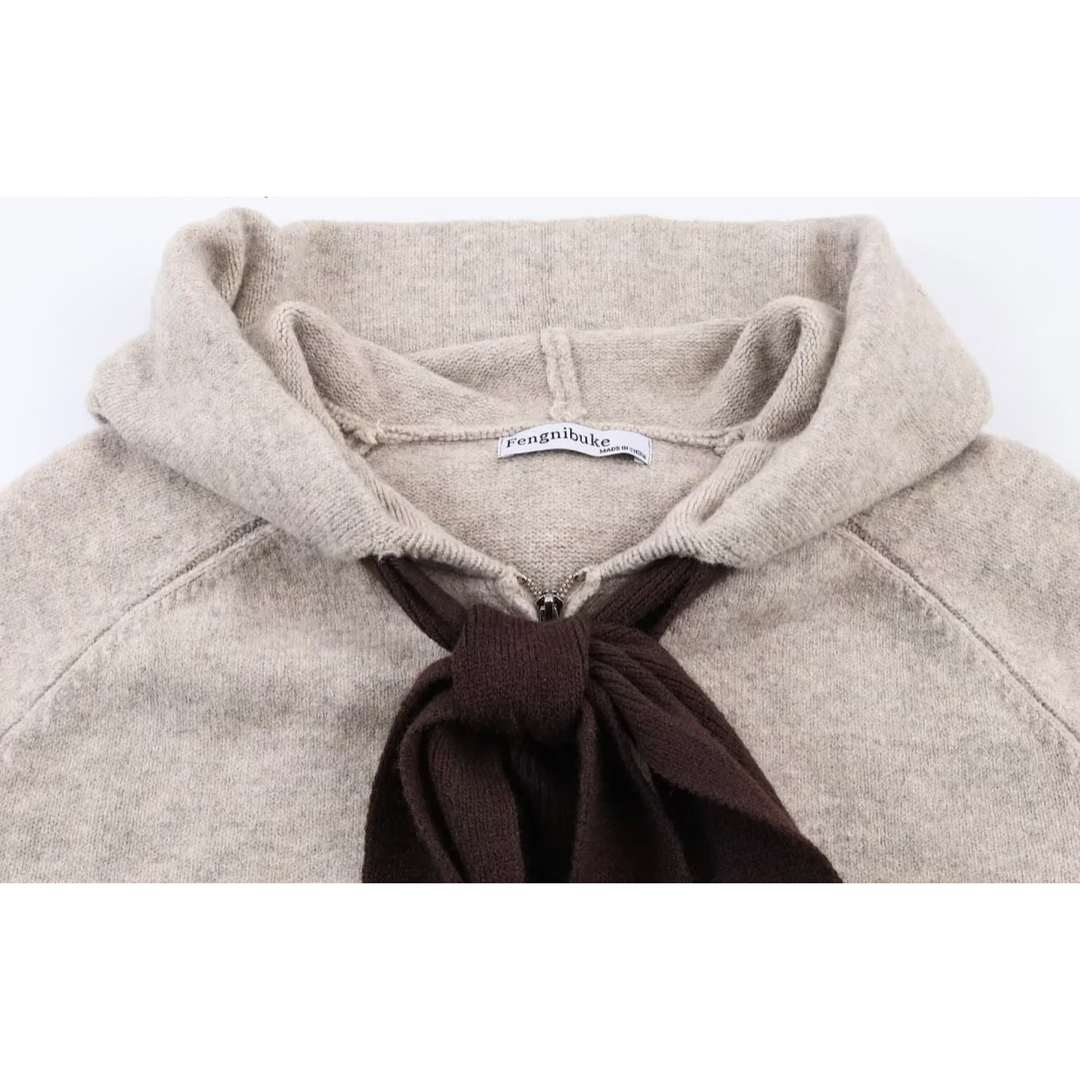 ZARA - 【予約販売】フード付きタイベルトニットカーディガンの通販 by