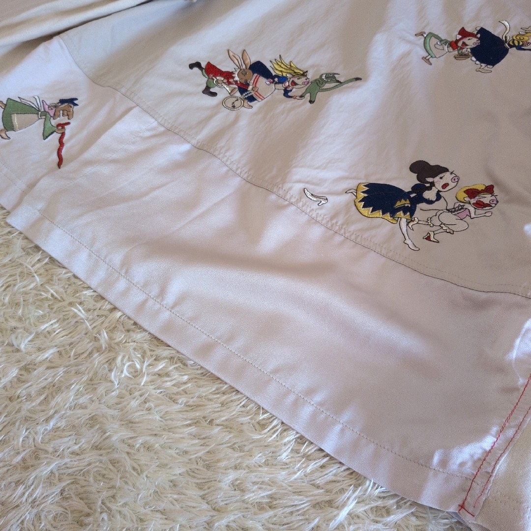 OLLEBOREBLA カットソー ぶたさん刺繍 異素材ミックス アリス赤ずきん