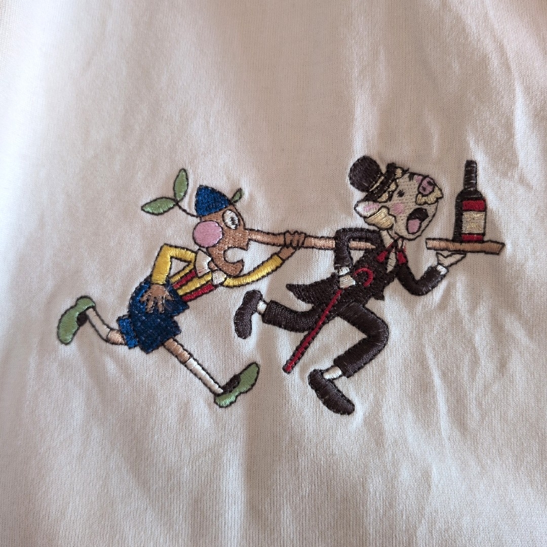 OLLEBOREBLA カットソー ぶたさん刺繍 異素材ミックス アリス赤ずきん