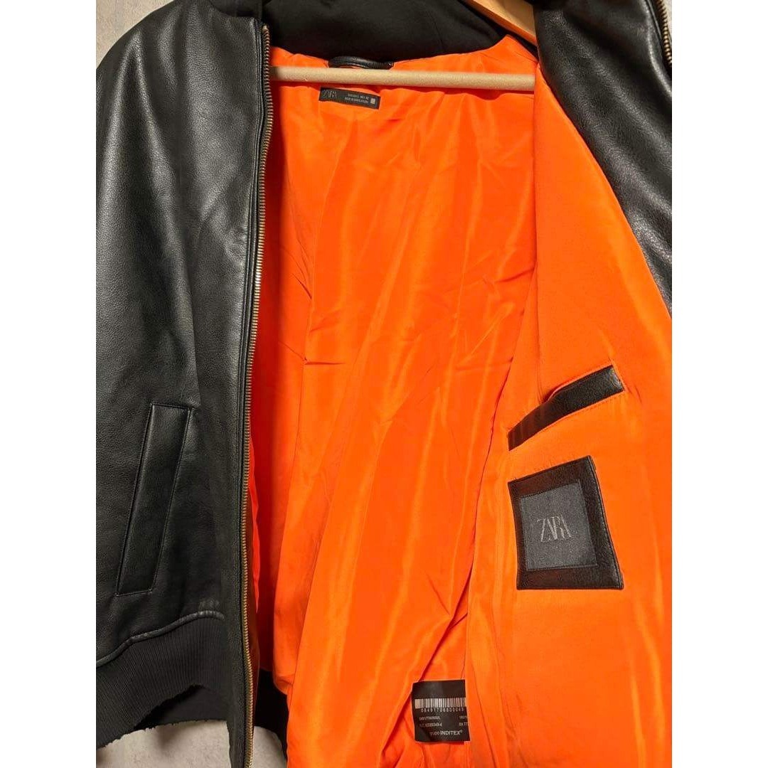 ZARA - ZARA ザラ コントラストフード付きフェイクレザー ジャケット L