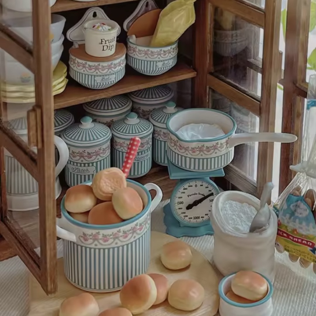 ミニチュア キッチン雑貨 ブルーストライプ 西洋雑貨 ドールハウス 1/6