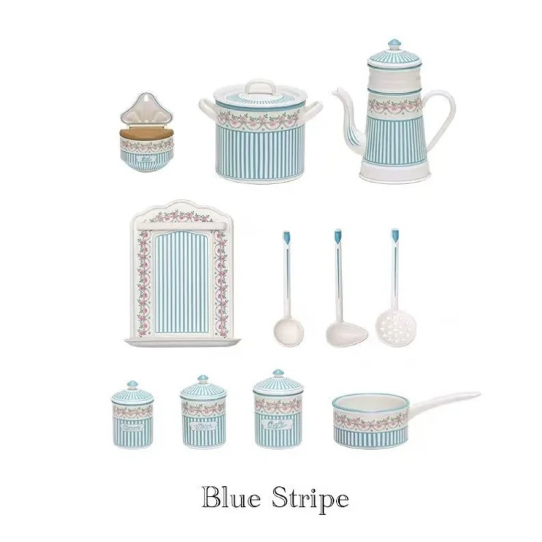 ミニチュア キッチン雑貨 ブルーストライプ 西洋雑貨 ドールハウス 1/6