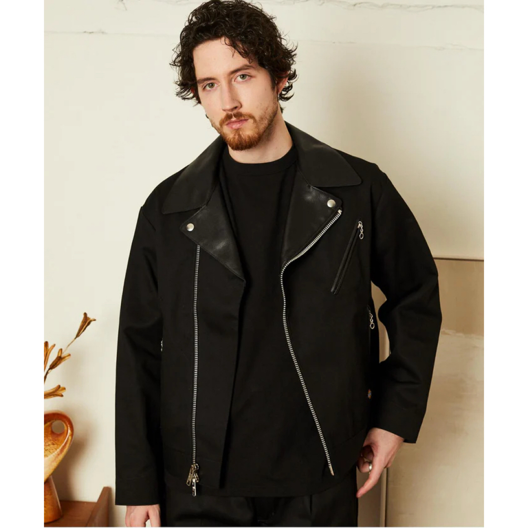 Dickies - SCHOTT DICKIES レザーコンビ ダブルライダース ブラック M