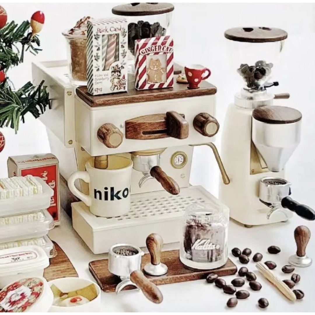 ミニチュア コーヒーマシン エスプレッソマシン クリームホワイト