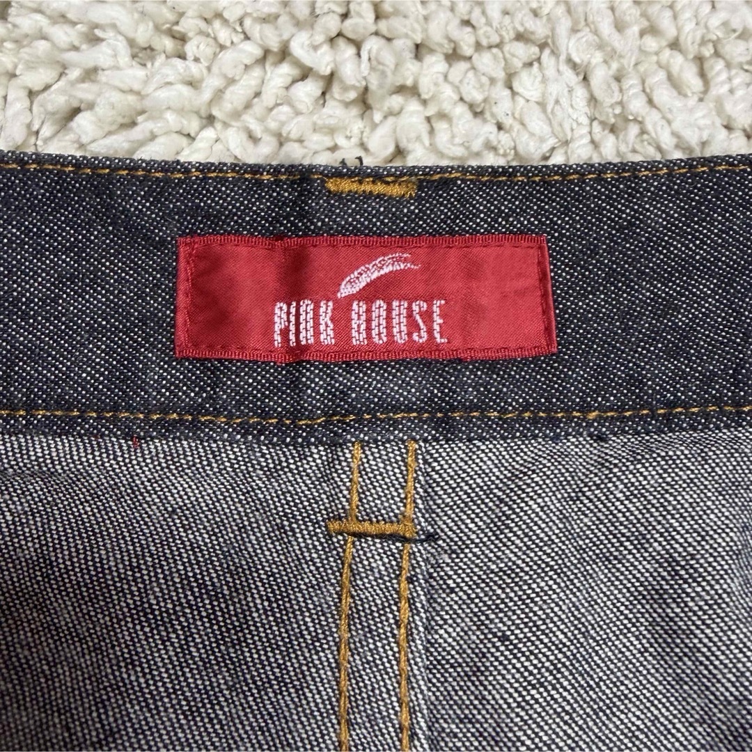 極美品✨ピンクハウス ストレート デニムパンツ 苺 刺繍 ワッペン