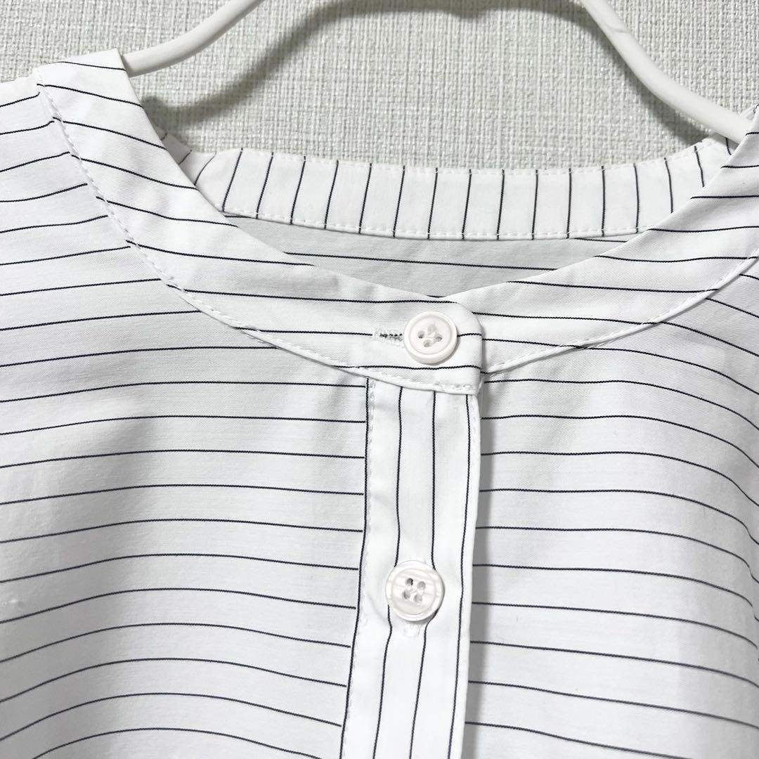 BEARDSLEY ビアズリー フレアクロップドシャツ ホワイト ストライプ 白