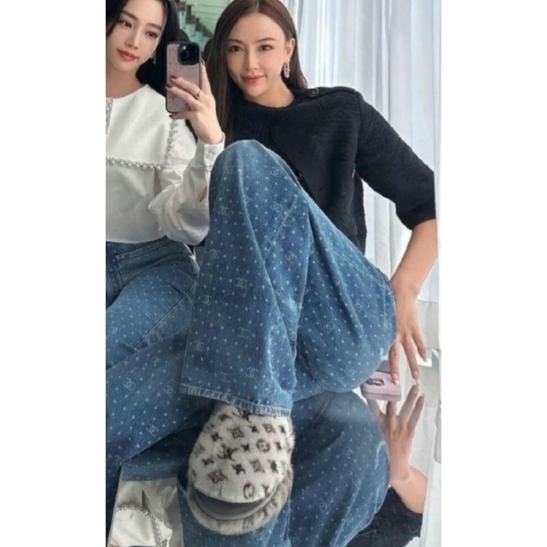 CHANEL - 入手困難 美品 CHANEL ドット柄 ワイドレッグ デニムの通販