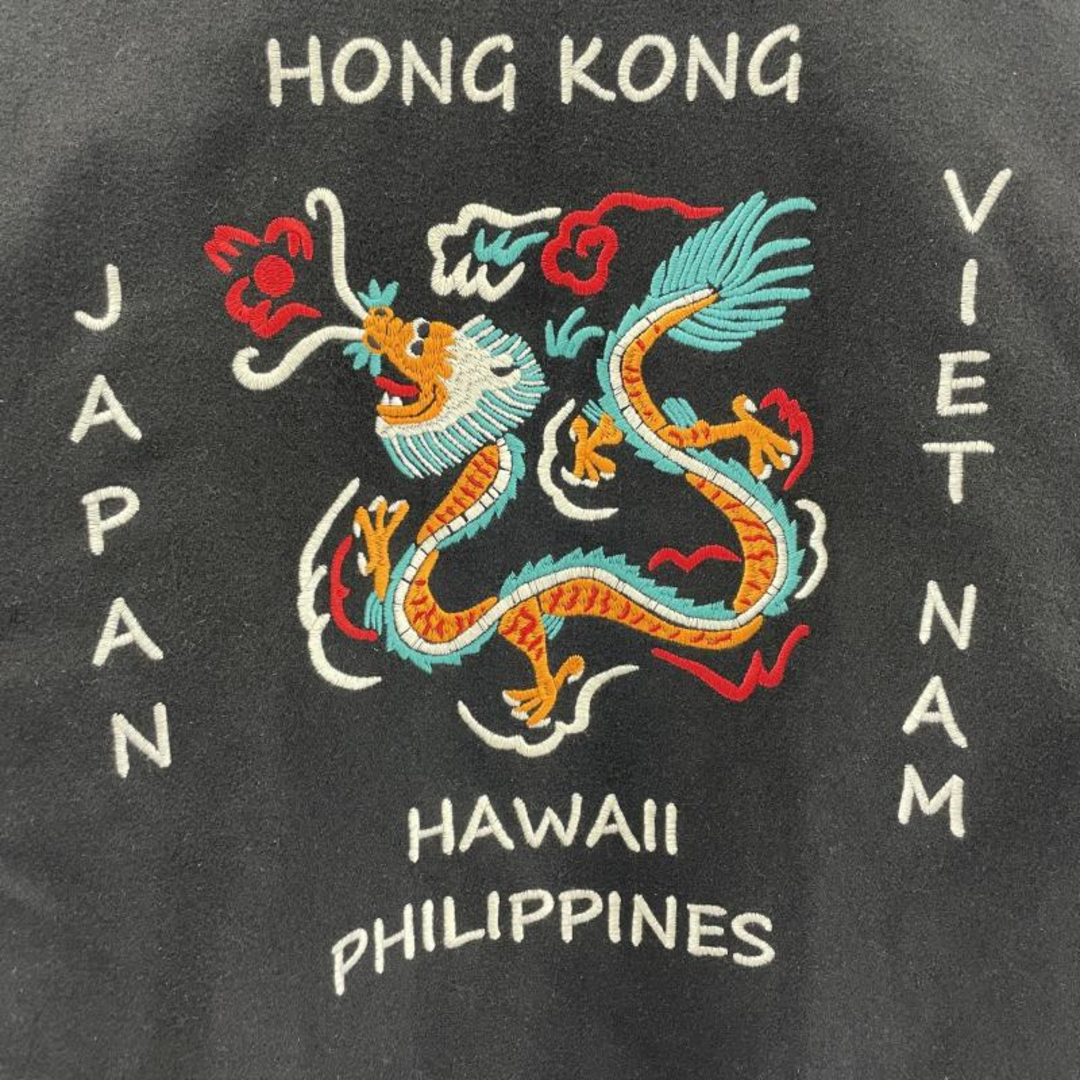 中古】HOUSTON MELTON TOUR JACKET DRAGON BLACK サイズL メルトン