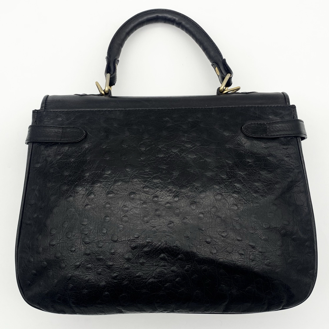 FENDI 2way ショルダーバッグ FF型押し オーストリッチ レザー 黒