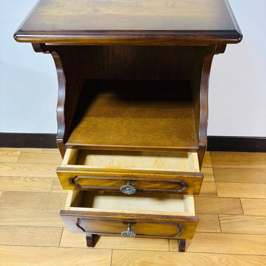 カリモク コロニアル 電話台 小引き出し4段 飾り台 花台 ヴィンテージ