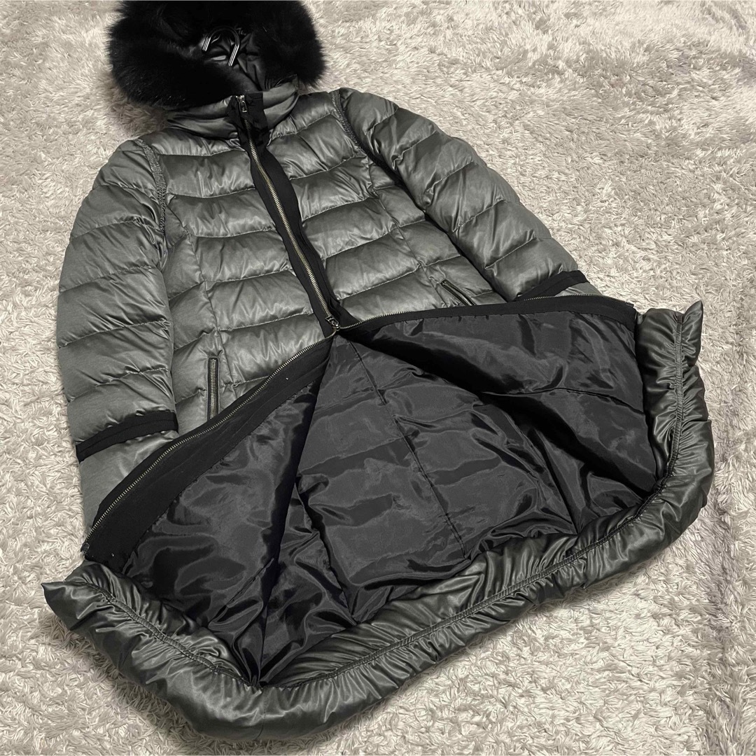 ランバンオンブルー ロングダウンコート フォックスファーフード M