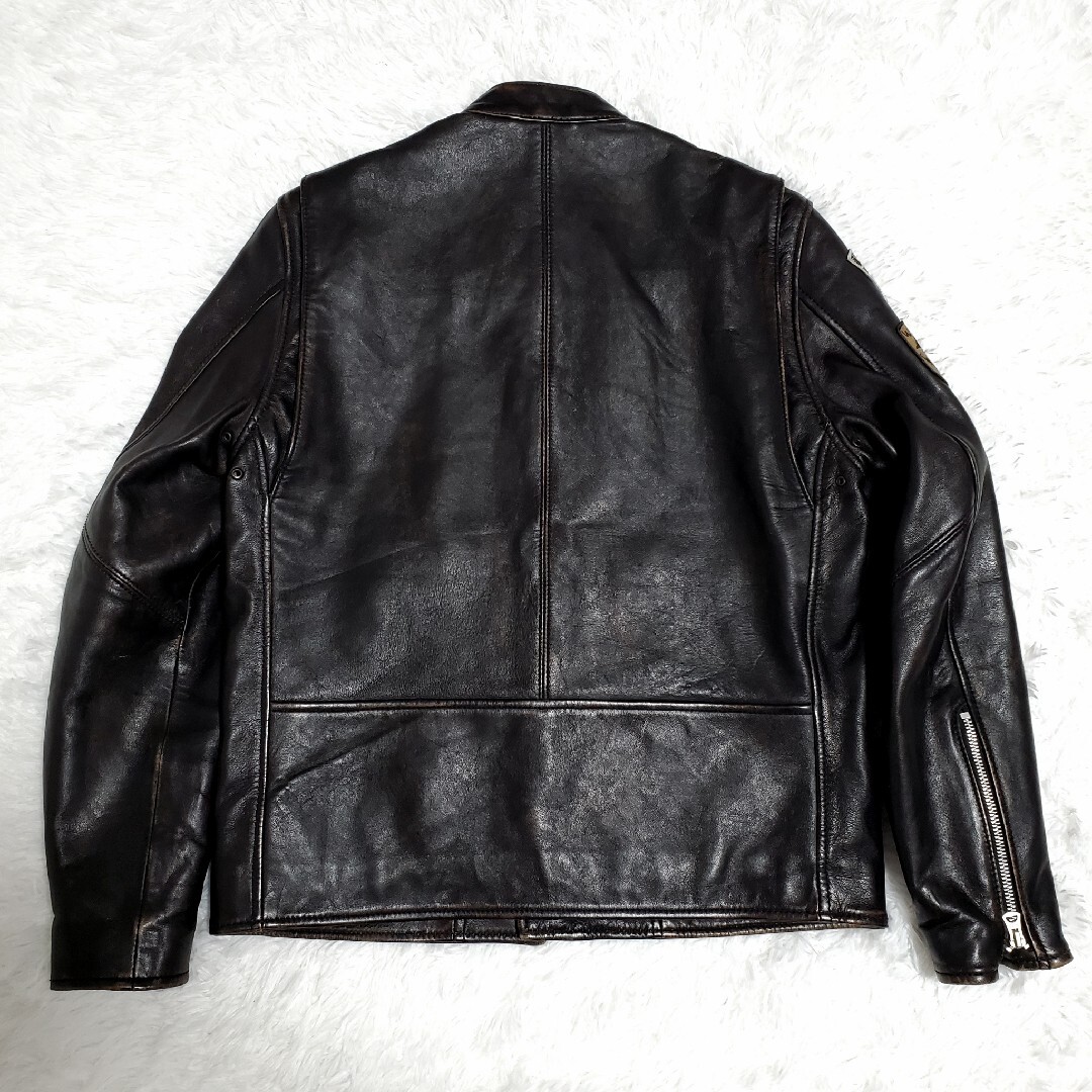 AVIREX - AVIREX エイジド スタンド シングルライダース カスタム 羊革