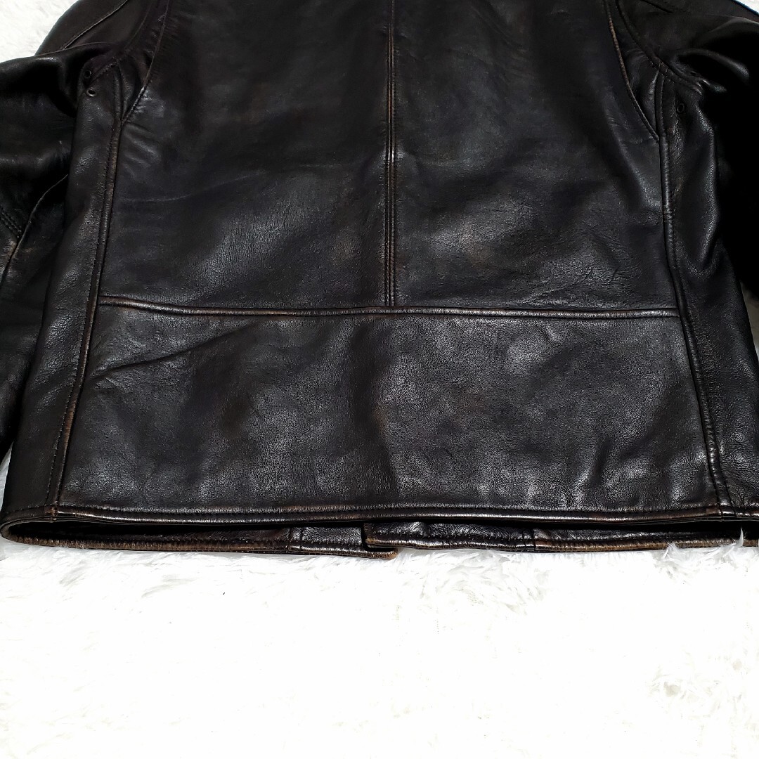 AVIREX - AVIREX エイジド スタンド シングルライダース カスタム 羊革