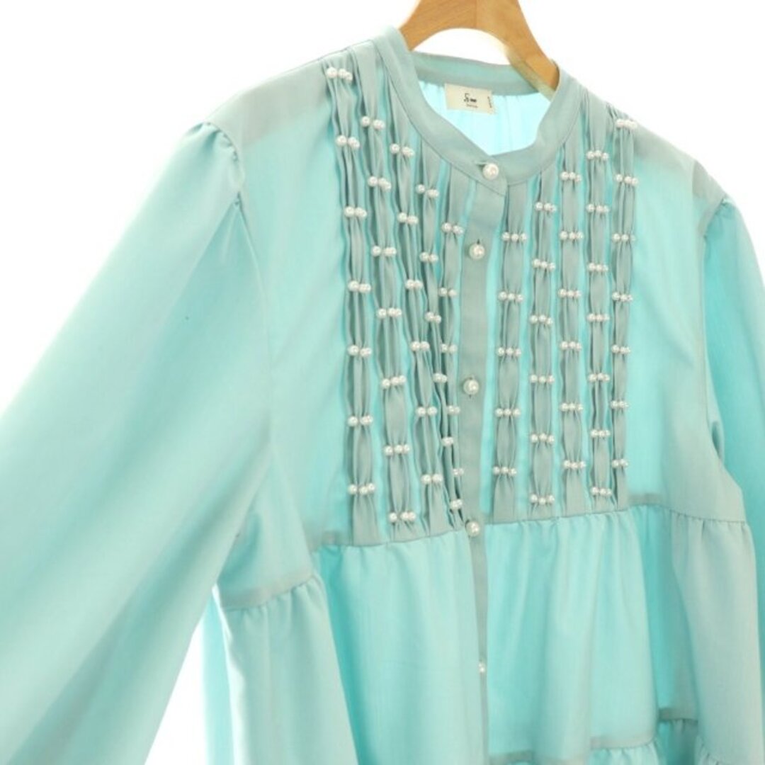 ソーノ SONO 24年 ビジューパールティアードフレアブラウス シルク混 F