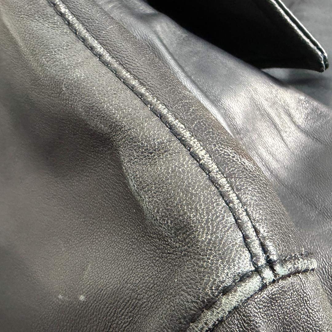 J5219 良品 ダーバン ラムレザー ステンカラーコート ブラック M