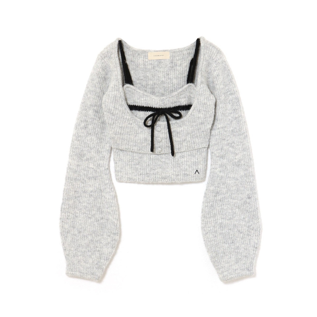 andmary アンドマリー Natalie ribbon set グレーの通販 by ミナハハ's