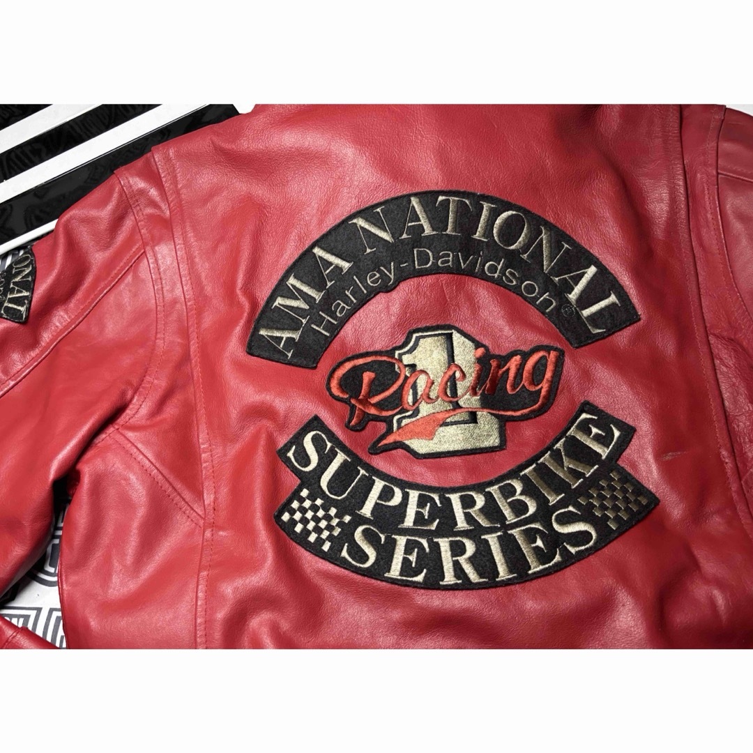 Harley Davidson - ハーレーダビッドソン 背面&袖・銀糸・赤糸・刺繍