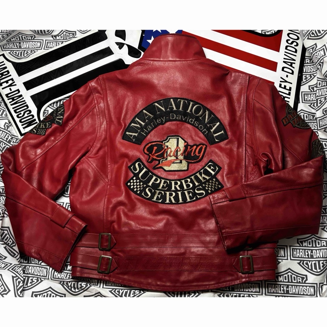 Harley Davidson - ハーレーダビッドソン 背面&袖・銀糸・赤糸・刺繍