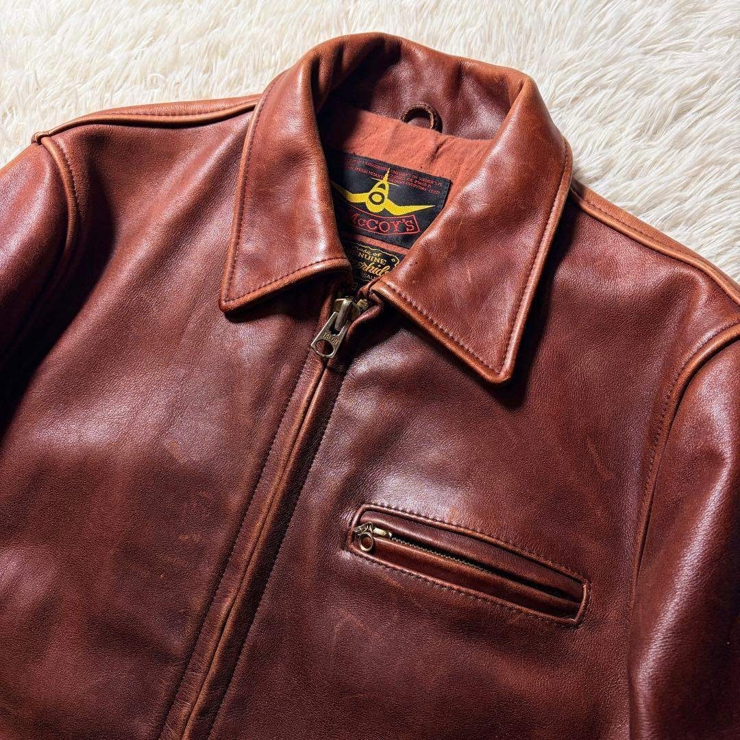 雰囲気抜群】B-McCOY'S ライダースジャケット ステアハイド 赤茶 40の