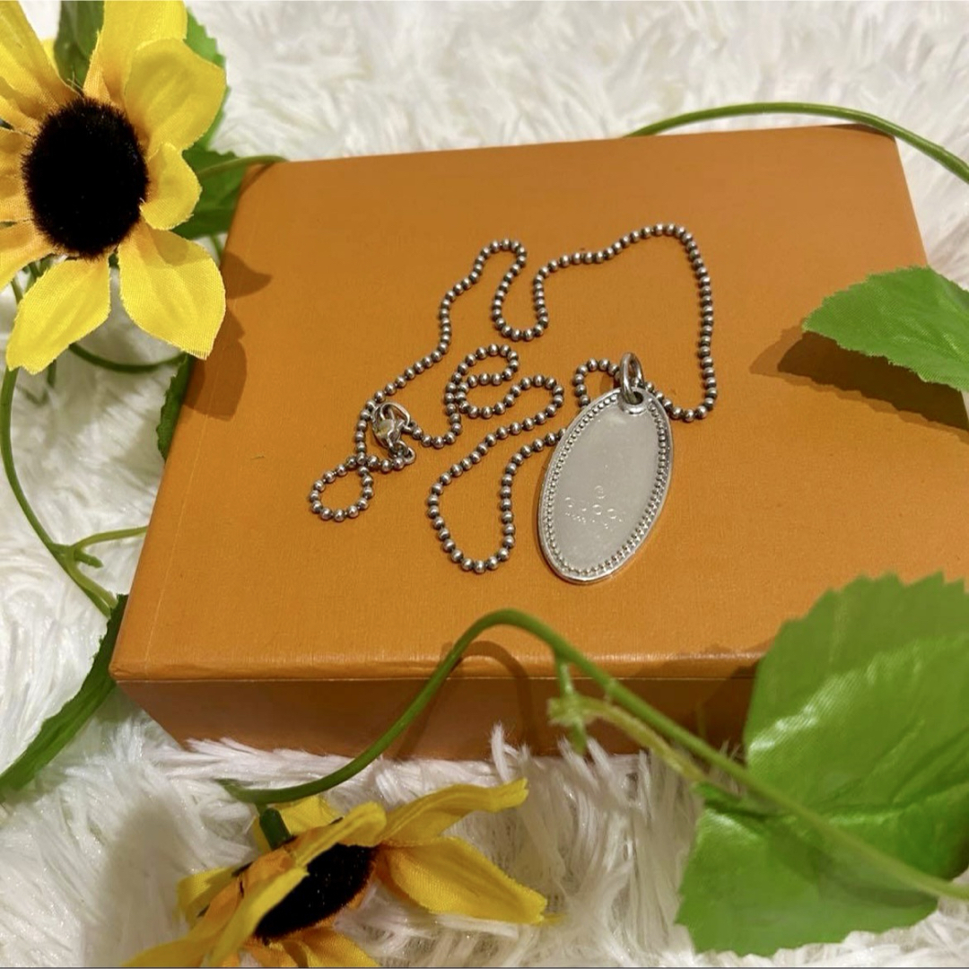 GUCCI - GUCCI グッチ シルバー オーバル ペンダント ネックレス 男女