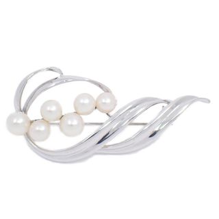 MIKIMOTO - 定番 ミキモト 月桂樹の葉彫り パールブローチ シルバー 美
