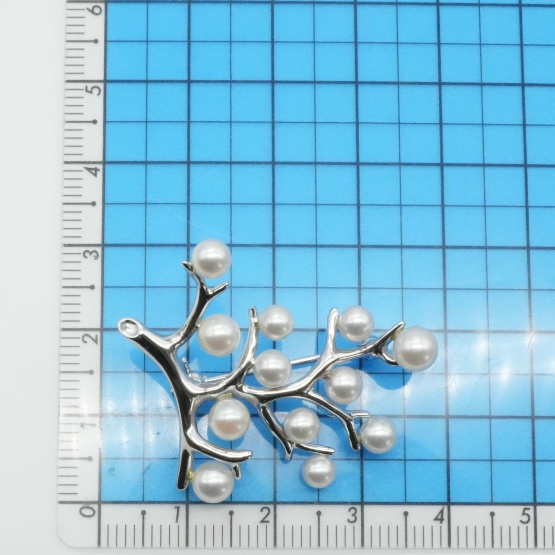 MIKIMOTO - ミキモト 幸福の木 ブローチ パール アコヤ真珠 シルバー