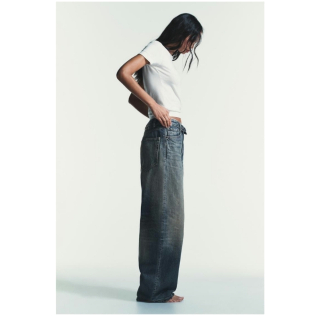 ZARA - 完売品 ZARA TRF ミッドライズ折り返しウエストデニムパンツ 34