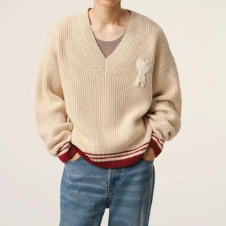 ami - amiparis ホワイト×ゴールド ハート タートルネック L の通販 by