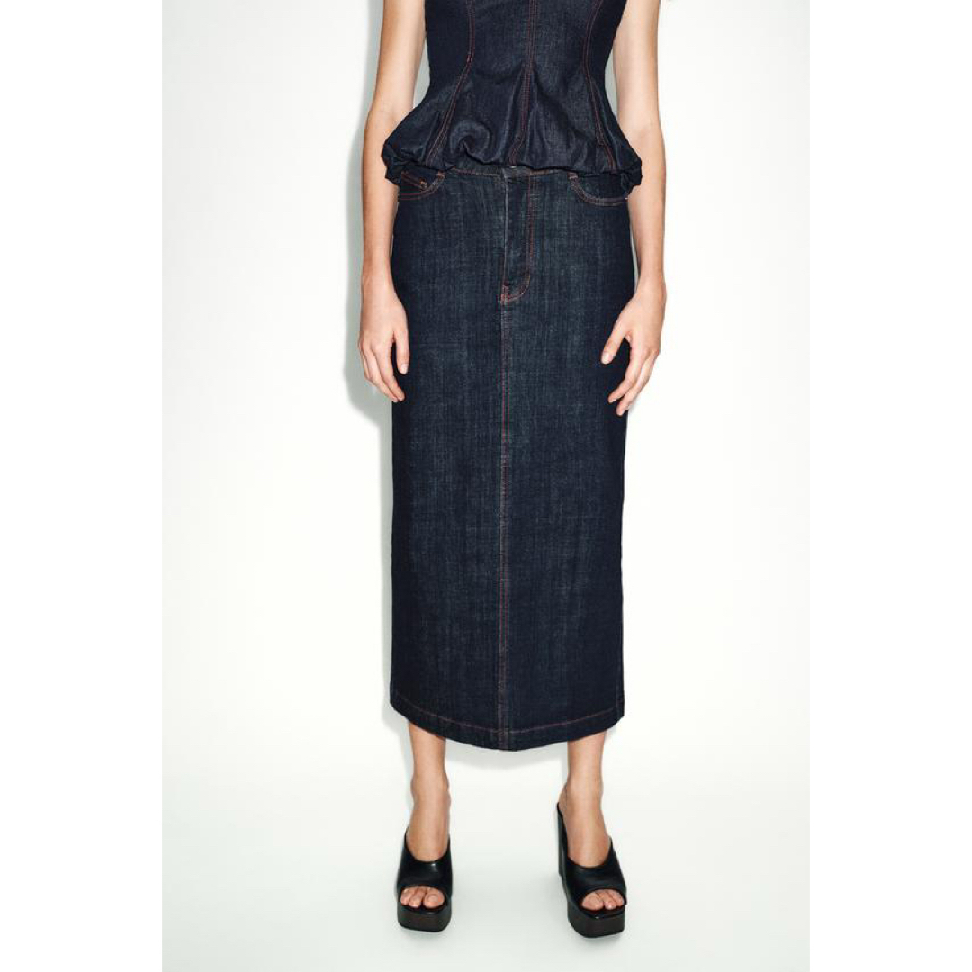 ZARA - 完売品 ZARA Z1975ミディ丈デニムスカート Mサイズ新品タグ付き