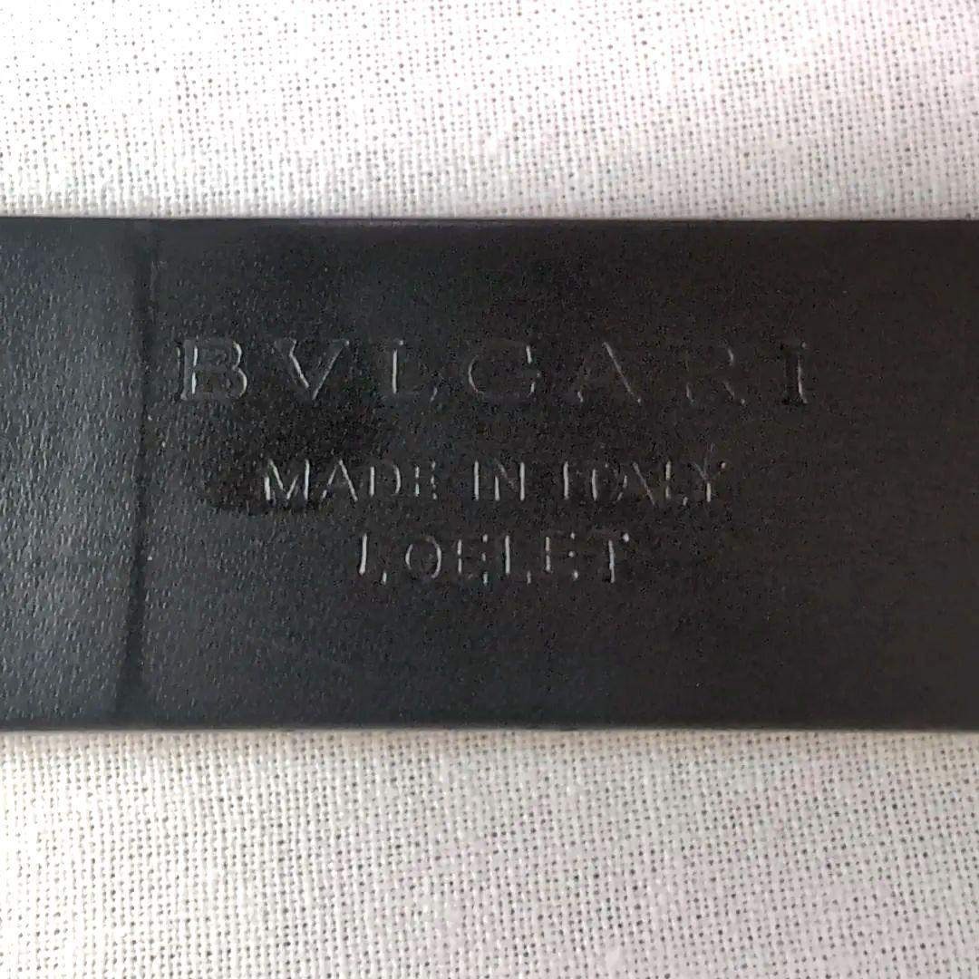BVLGARI - ブルガリ ベルト ロゴ刻印 シルバー金具 黒 75.5±2.5 3穴