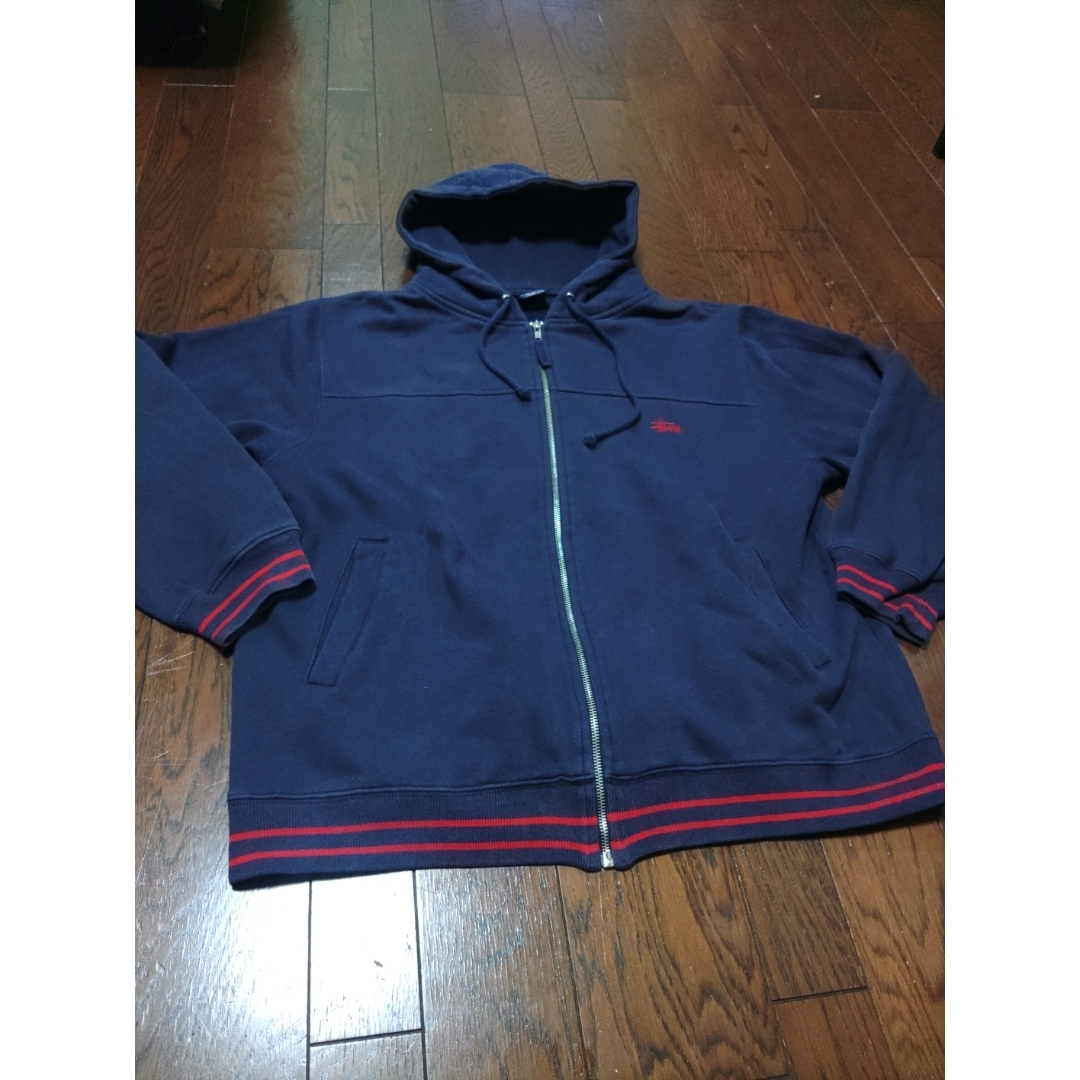 STUSSY - STUSSY パーカー ジップアップ S 紺タグ 90S 古着 刺繍