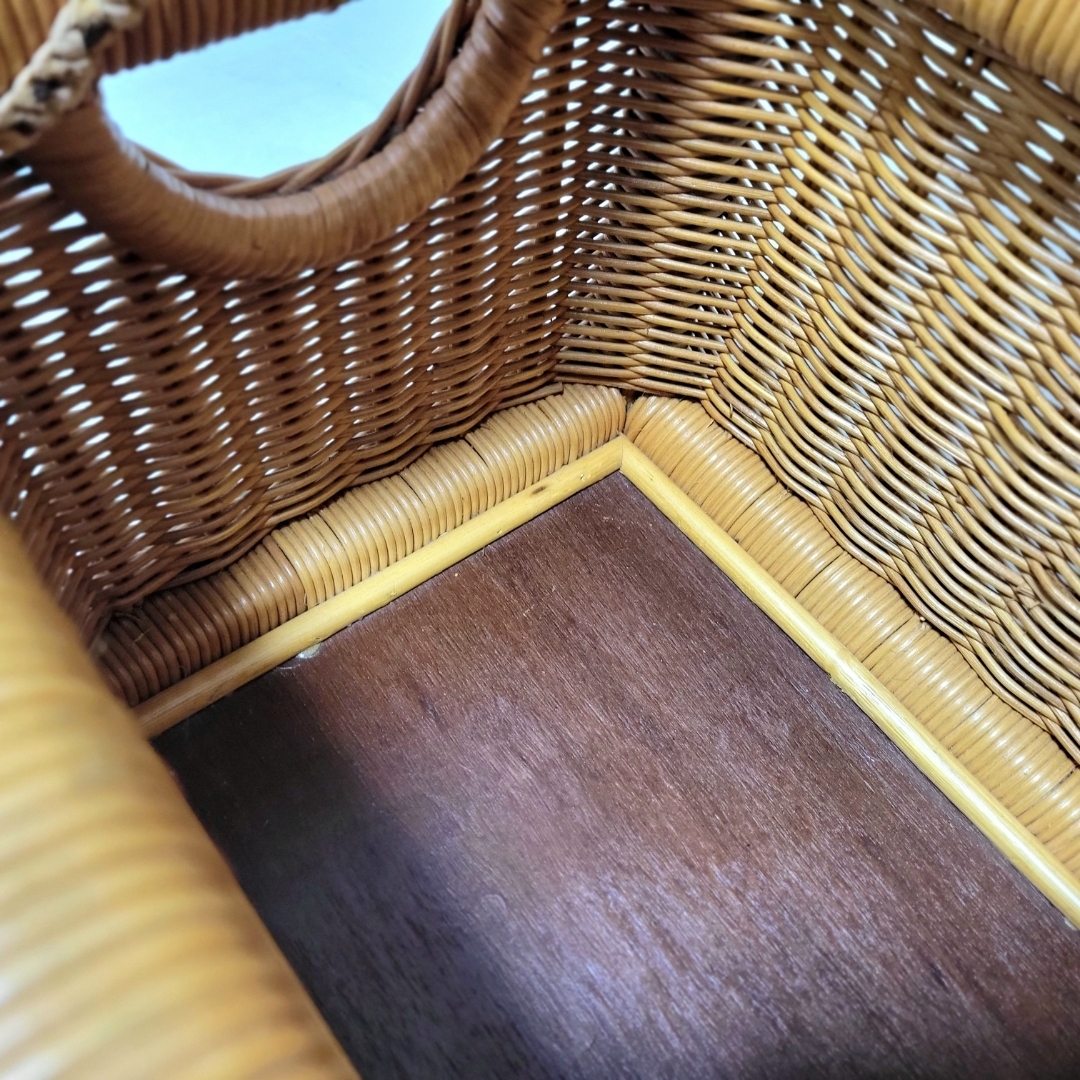 ラタン 収納ボックス 籐家具 昭和レトロ ヴィンテージ アンティークの