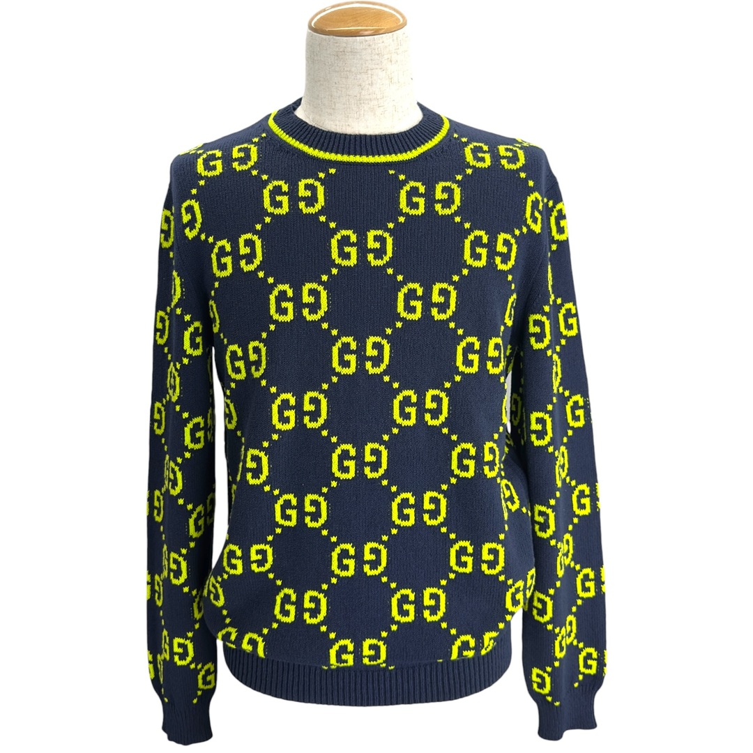 GUCCI - グッチ GUCCI GG総柄ニットセーター 791043 ネイビー コットン