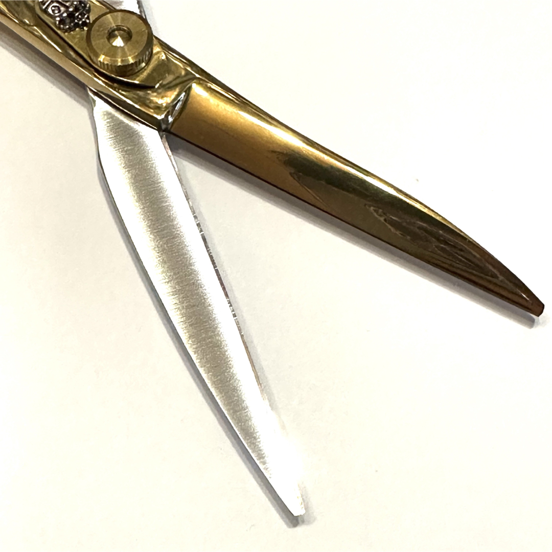 ゴールドシルバー板バネ カットシザー 6インチ 理容 美容 鋏 シザー