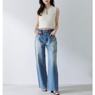 CLANE - 広瀬すず×CLANE TUCK WIDE DENIM PANTS アイスブルーの通販 by