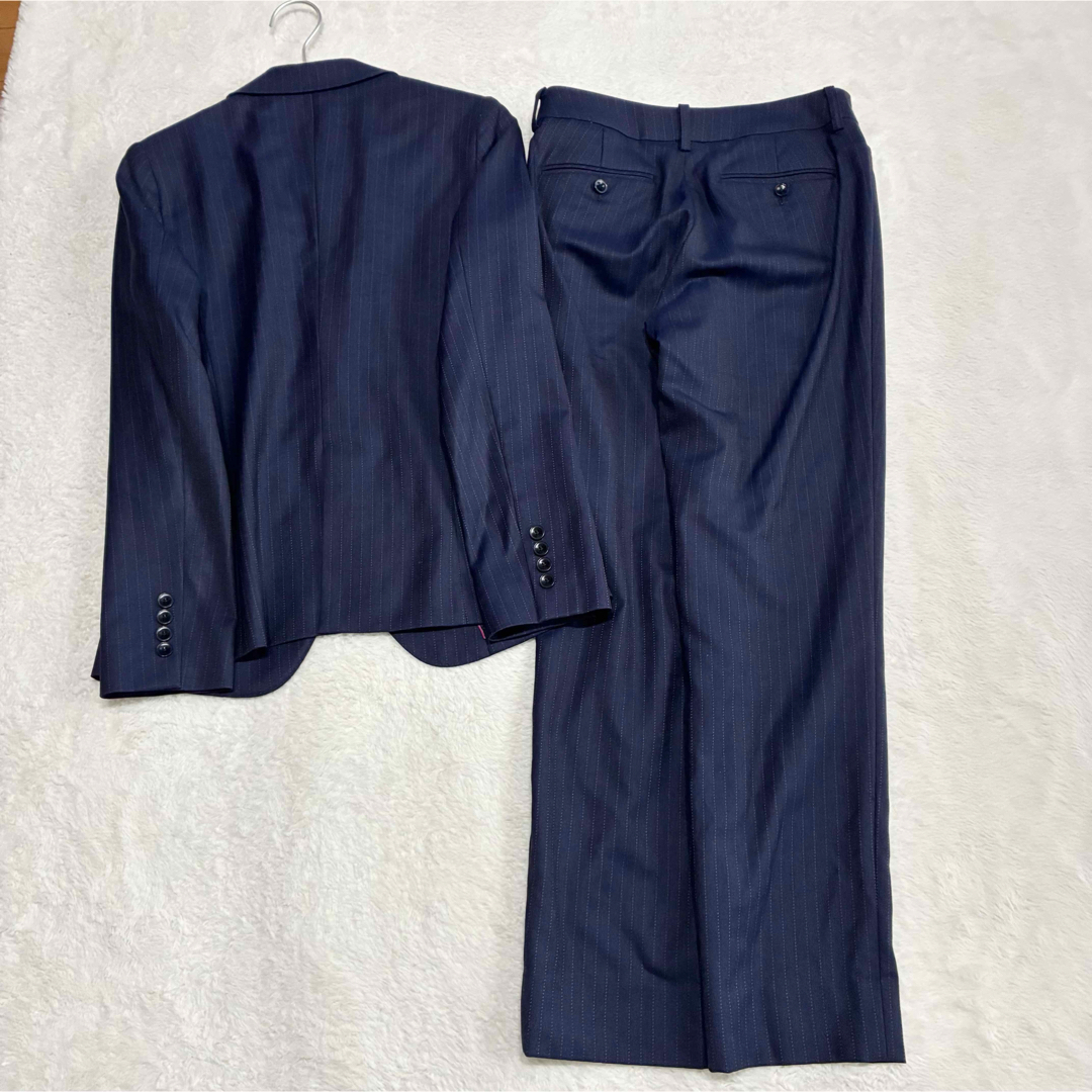 HILTON パンツスーツ ネイビー ストライプ ストレッチsuper110'sの通販