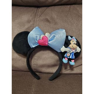 Disney - ディズニー カチューシャ ミニー ビッグリボン 水玉 水色