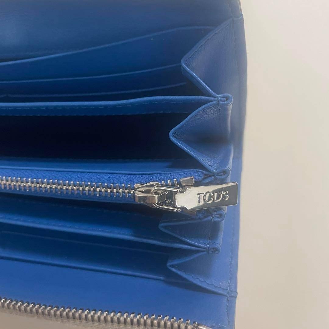 TOD'S - TOD'S トッズ ラウンドファスナー 長財布 シルバー 銀
