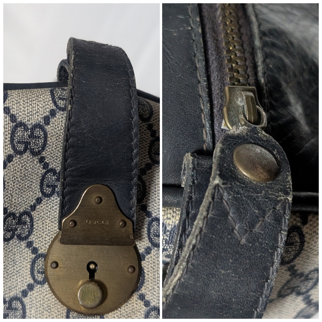 GUCCI - グッチ GGスプリーム シェリーライン ネイビー ボストンバッグ