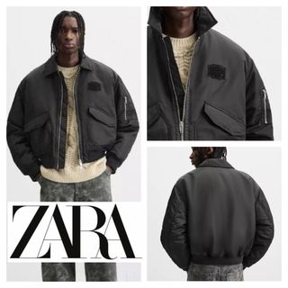 ZARA - zara ザラ リブ襟切り替えジャケット Mの通販 by GR｜ザラなら