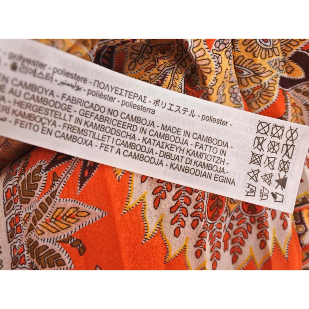 ZARA - ZARA ザラ 総柄 プリーツ スカート sizeXS/白xオレンジ