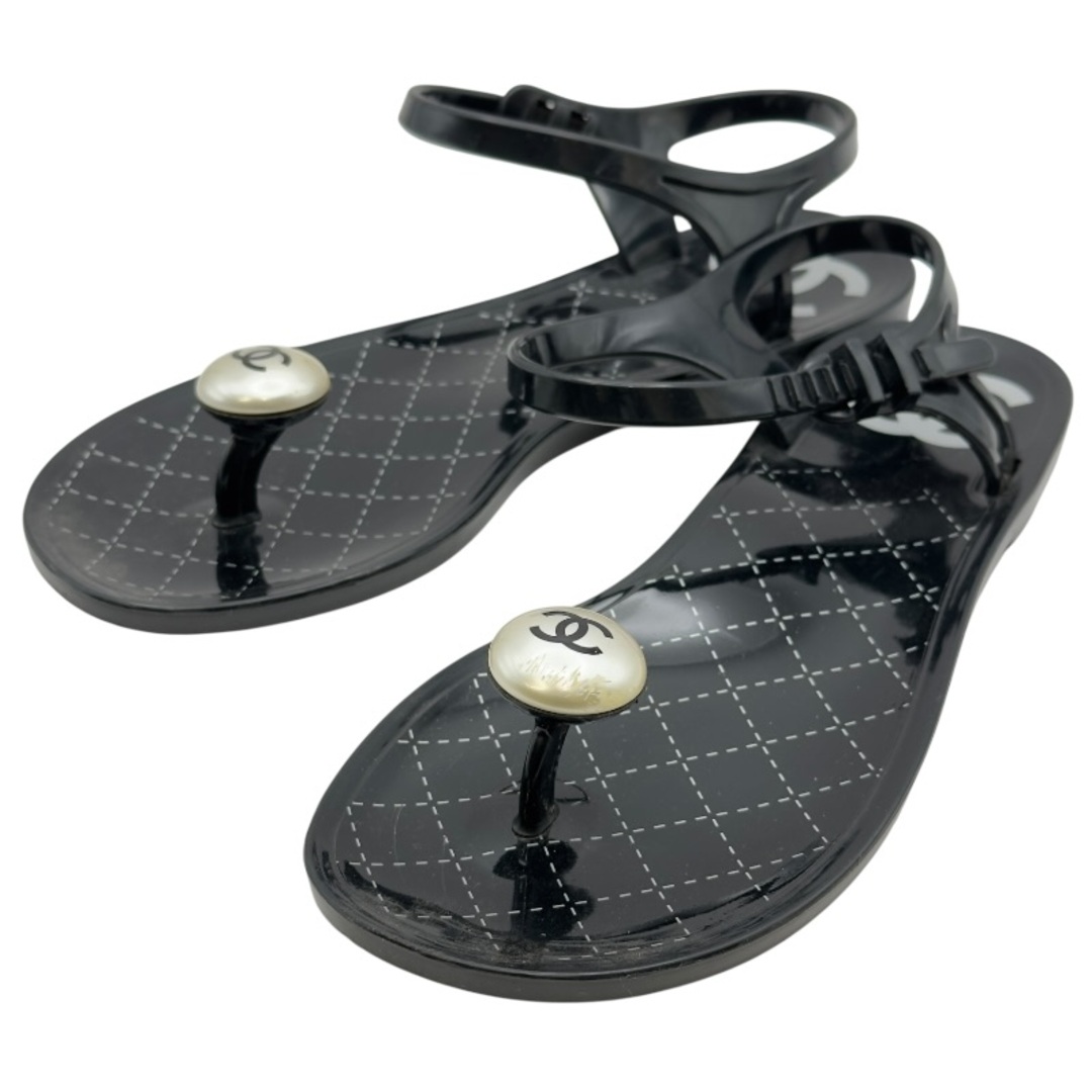 CHANEL - シャネル CHANEL ココマークパール装飾ビーチサンダル