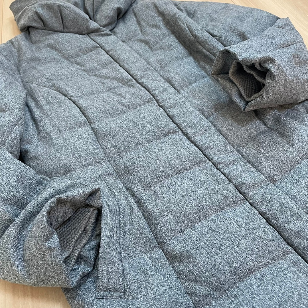 TRANS WORK - トランスワーク グレー ダウンコート 46 大きいサイズ 美