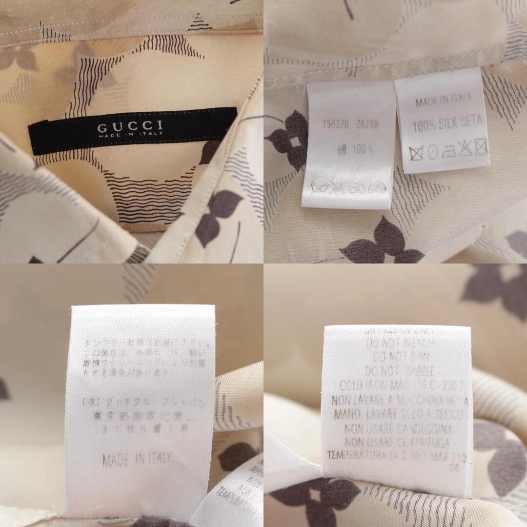 GUCCI - グッチ シルク 花柄 フラワー 長袖 ブラウス シャツ ベージュ