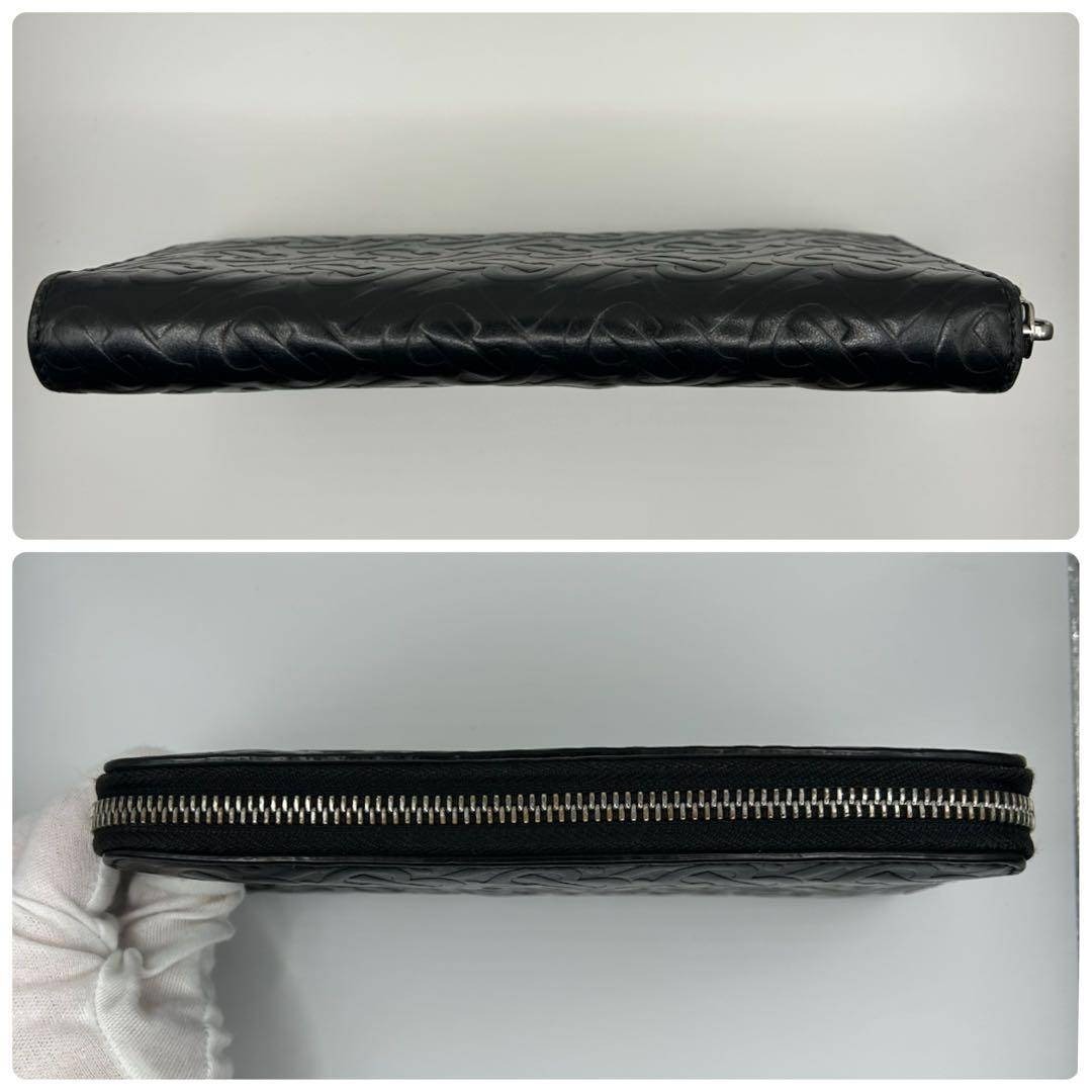 現行✨BURBERRY モノグラムTB ラウンドファスナー 長財布 保存袋 黒