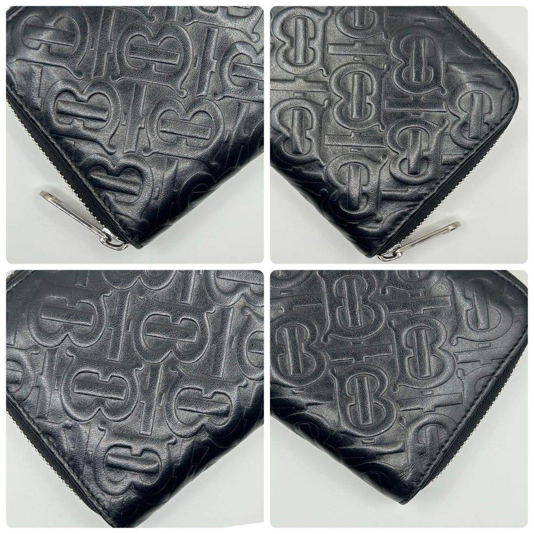 現行✨BURBERRY モノグラムTB ラウンドファスナー 長財布 保存袋 黒