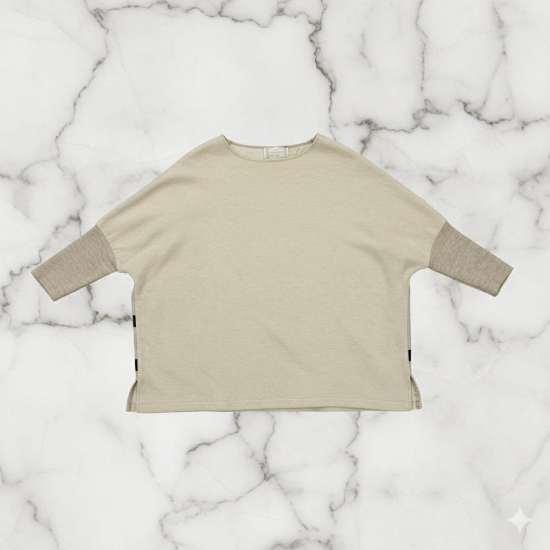 BEARDSLEY ビアズリー ドット柄 ドルマンスリーブ ニット ベージュ系