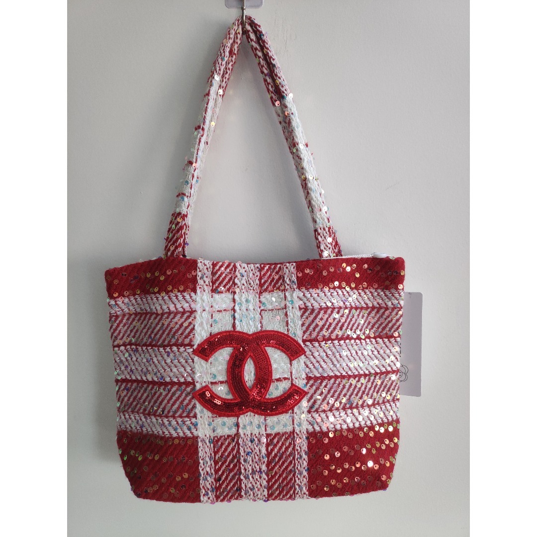 じ*ん様 シャネル CHANEL バーガンディ スパンコール トートバッグ