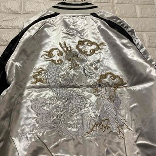 タグ付き新品☆花旅楽団スクリプト リバーシブルスカジャン 白孔雀柄