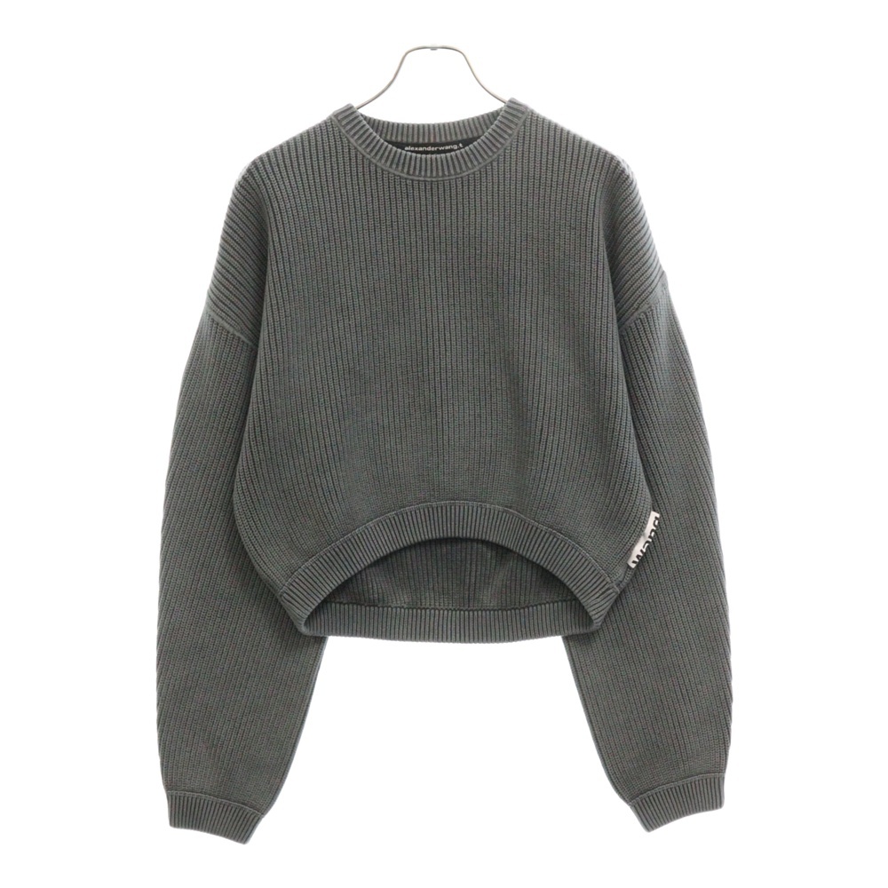 アレキサンダーワン クロップド コットン ニット セーター ブルー